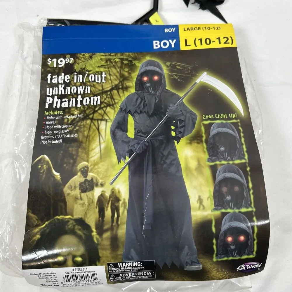 Fade In Out Unknown Phantom Halloween Costume Boys Large 10-12 Light Up Glasses